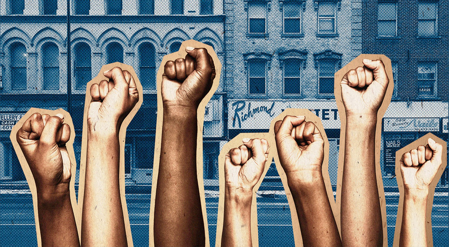 hub6_community arms raised up with fists clenched